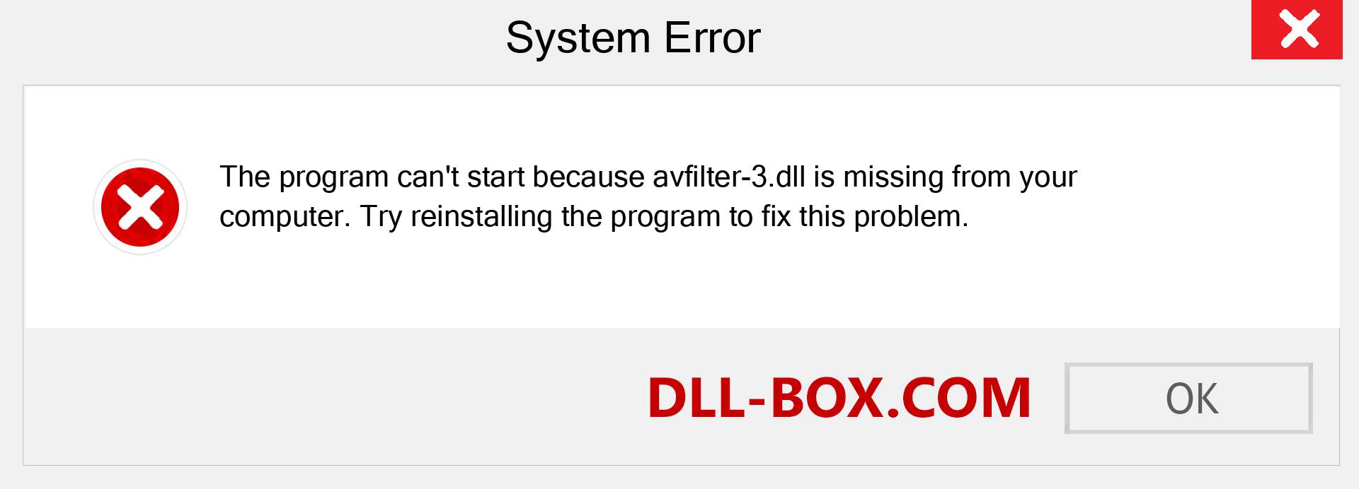  avfilter-3.dll file is missing?. Download for Windows 7, 8, 10 - Fix  avfilter-3 dll Missing Error on Windows, photos, images